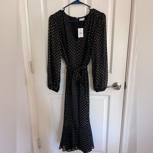 J. Crew Black Dress with Gold Dots
